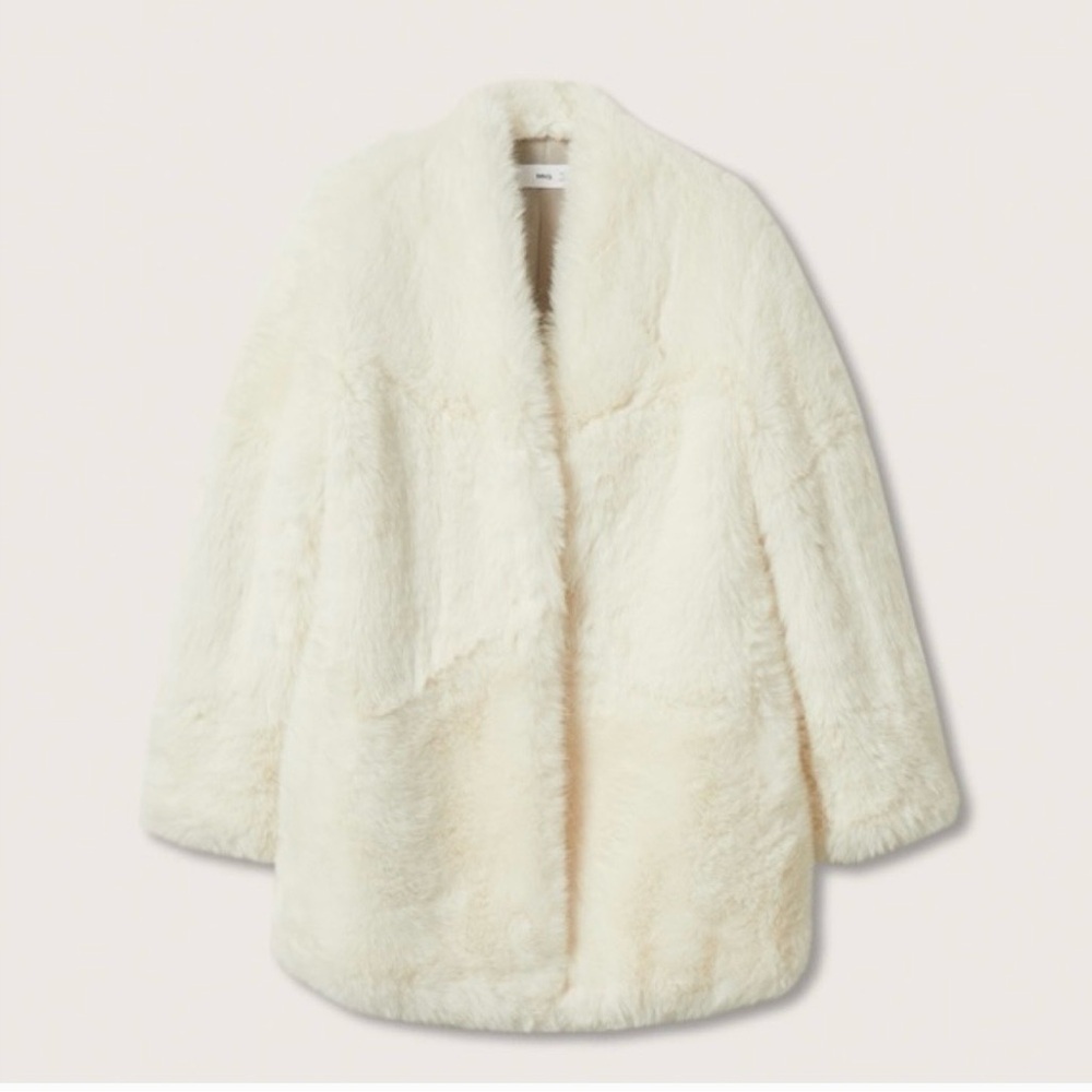 Mango Faux fur  white coat